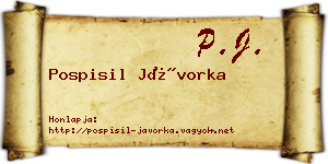 Pospisil Jávorka névjegykártya